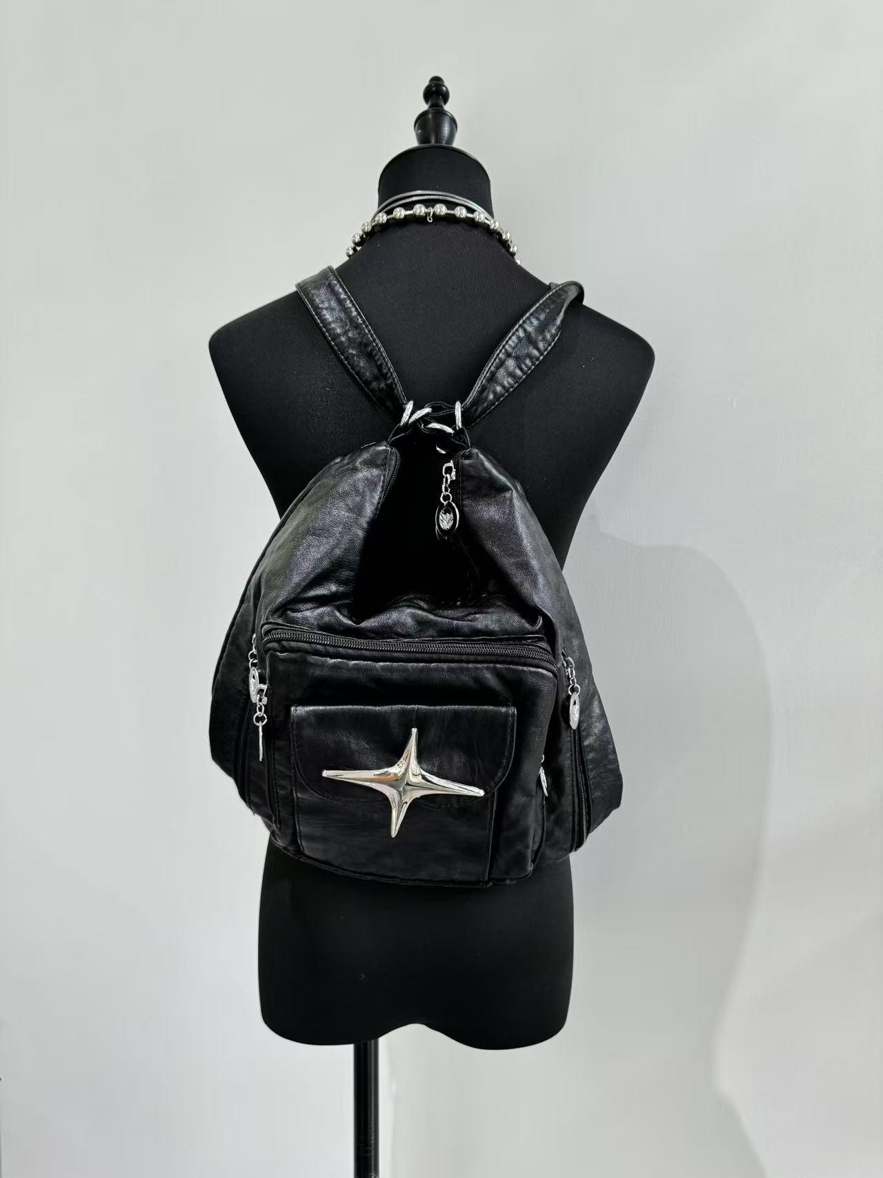 Y2k Unique Metal Cross Bag Trendy Black Handbag Black Daily