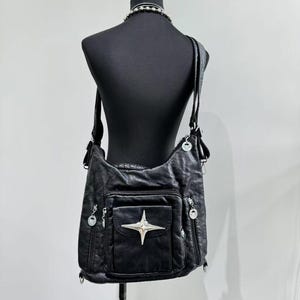 Y2k Einzigartige Metall Kreuz Tasche Trendige Schwarze Handtasche Schwarz Täglich Rucksack Schultertasche Schultasche Geschenk Wahl Tasche Unisex Messenger Bag