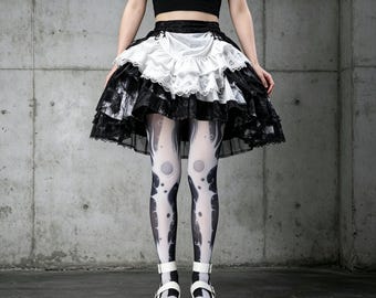 Black Fluid Tentacle Eye Print Full Footed Pantyhose Harajuku Gyaru Scene Kid Alt Goth Hosiery