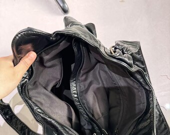 Y2k Punk Shoulder Bag: Black PU Leather Handbag With Chain - Etsy