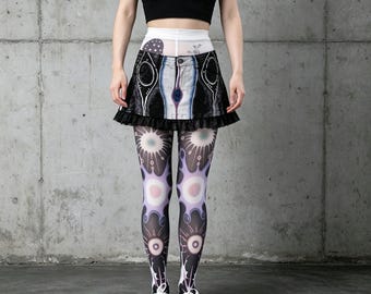 Trippy Surreal Eye Print 120D Velvet Full Footed Tights Alt Y2K Punk Grunge Hosiery