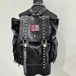 Y2k Unique sac à dos gothique anti-guerre à la mode Sac d'école noir à la mode Sac à dos quotidien Sac pour ordinateur portable Sac à dos en cuir au choix Sac à dos unisexe