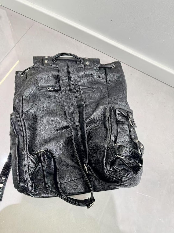 Y2k Goth PU Leather Backpack: Studded Chain Laptop Bag - Etsy