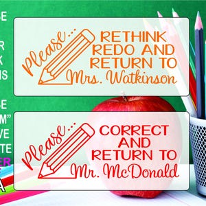 Custom Teacher Stamp: Correct and Return to, Self-Inking Grading Stamp