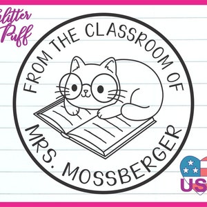 Tampon de bibliothèque de chat pour professeur, tampon de livre de classe, cadeau livresque pour femme amoureuse des chats fou, accessoire de livres préadolescents pour enfants