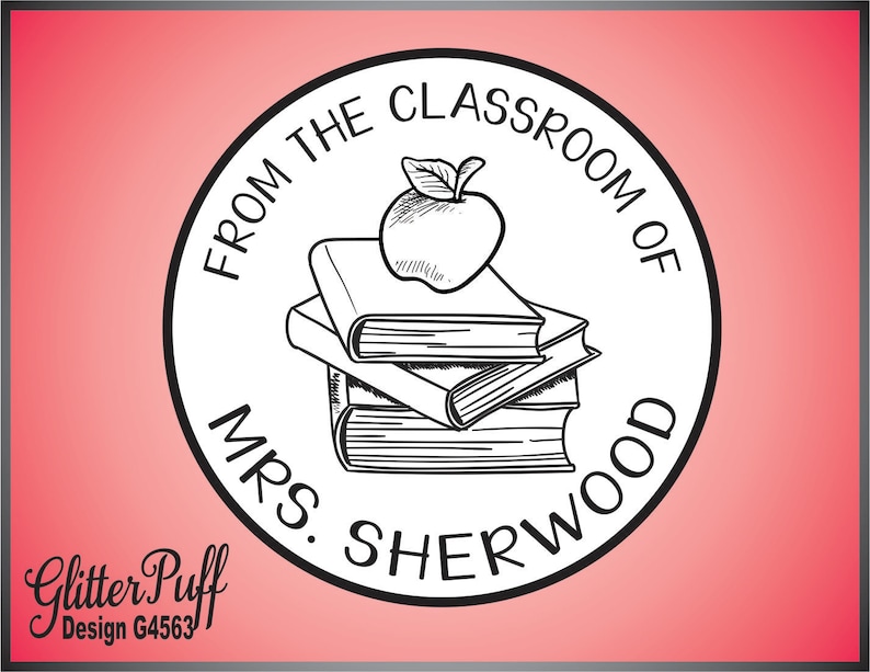 Custom Teacher Stamp Personalized Class Library of Stamp Classroom Books Stamper, Apple Teacher Gift, Book Rubber Stamp Self-inking image 3