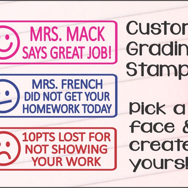 Teacher Stamp, Good Job, Try Harder, No Name, Happy Sad Face Stamp, Homework, Distance learning, Home school Grading reward