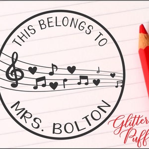 Custom Music Teacher Name Stamp: Music Classroom Library