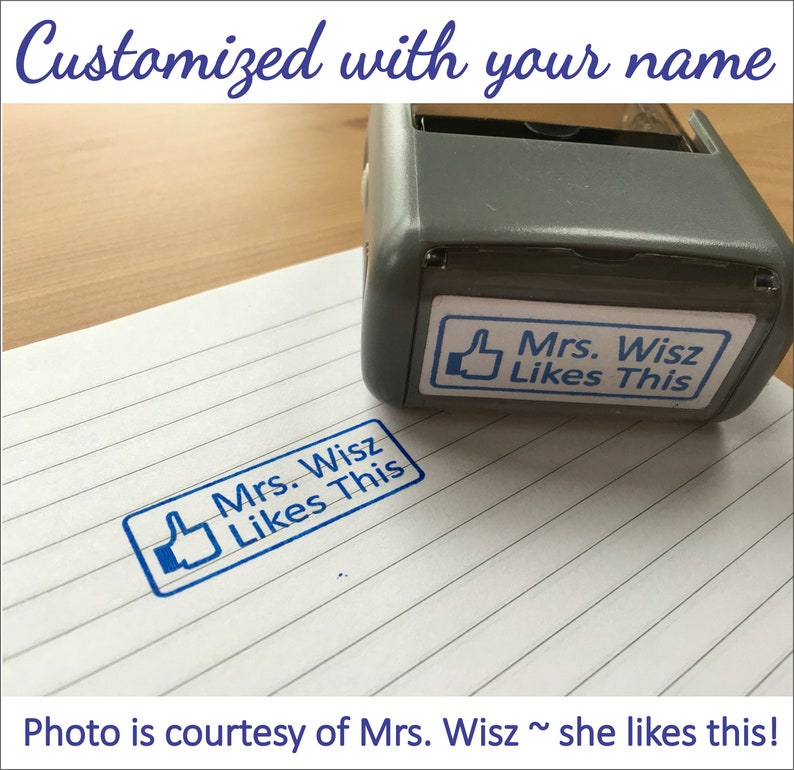 Facebook Like Stamp Custom Teacher Facebook Like Button Rubber Stamp Custom Teacher Gift Custom Self-inking Facebook Rubber Stamp image 2