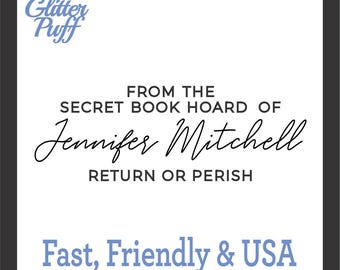 May include: Square graphic with a black border and white background. Text includes "Glitter Puff," "From The Secret Book Hoard Of Jennifer Mitchell," and "Return or Perish." The bottom text reads "Fast, Friendly & USA."