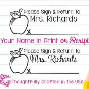 Please Sign and Return To Stamp - Teacher Stamp,  Elementary Classroom Lesson Plan Grading ,  Parent Teacher Rubber Stamper Self-inking