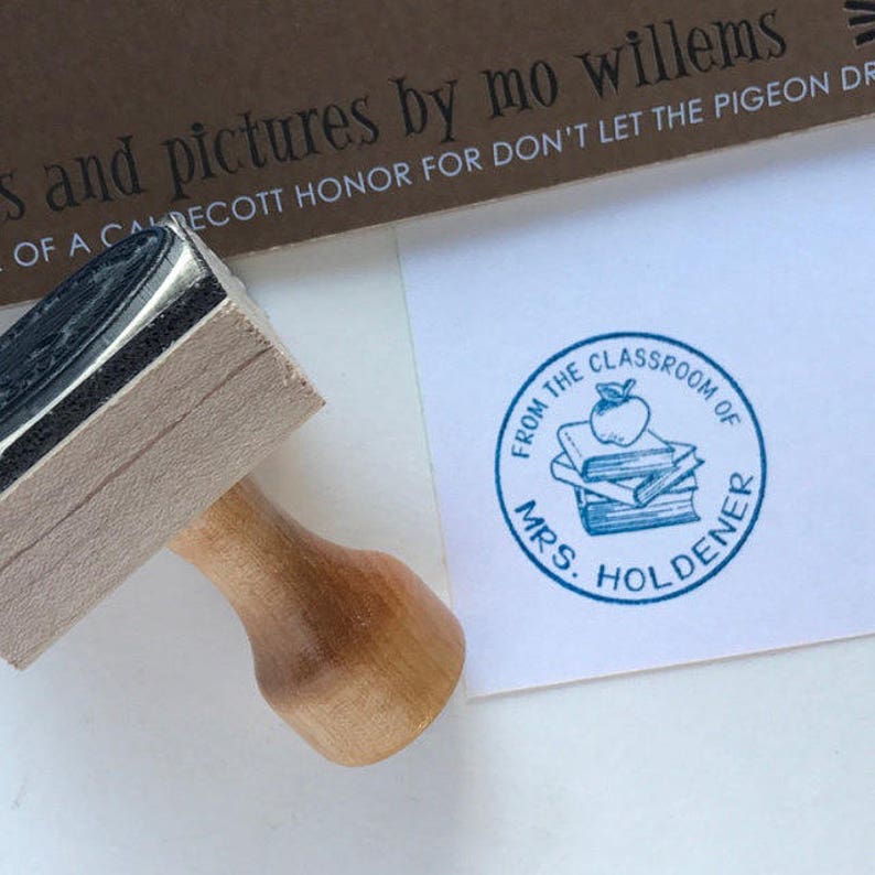 Custom Teacher Stamp Personalized Class Library of Stamp Classroom Books Stamper, Apple Teacher Gift, Book Rubber Stamp Self-inking image 5