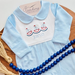 Personalized Baby Boy Coming Home Outfit – Custom Newborn Sleeper & Hat Set – Baby Shower Gift
