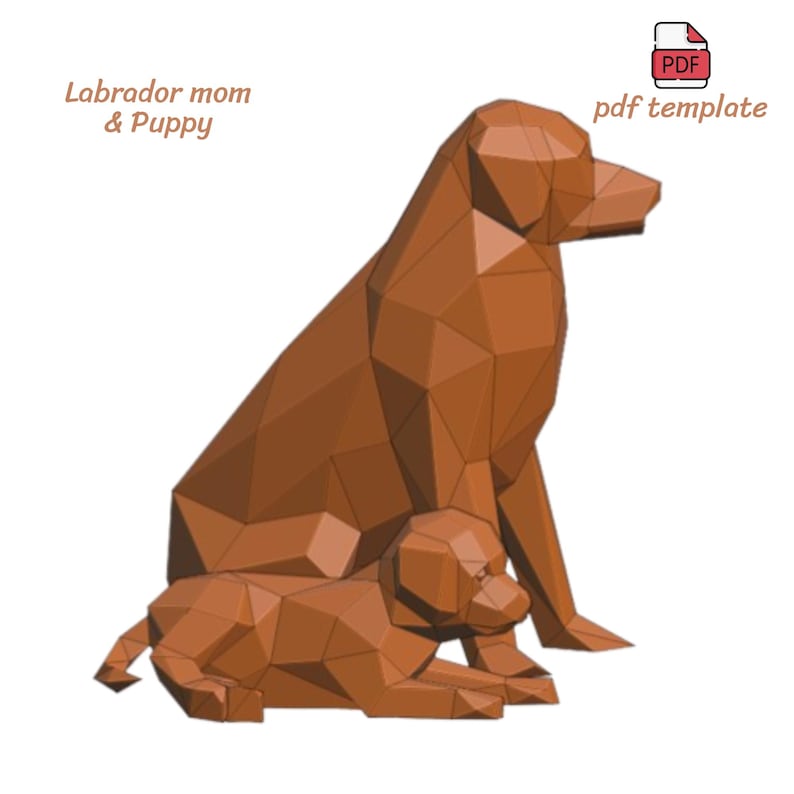 Labrador Mom and Puppy Papercraft 3D Model (PDF) - Etsy