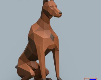 Plantilla de papel de Doberman de baja poligonización (descarga en PDF)