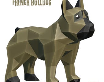 French Bulldog Papercraft Template, Low Poly Dog (Digital Download)