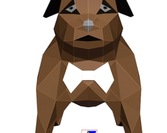 Low Poly Pitbull Puppy Papercraft | 3D Geometric Dog Sculpture (Digital Download)