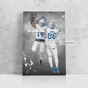 Jahmyr Gibbs Leinwand Detroit Lions Football Wandkunst NFL Leinwanddruck Sport Geschenk Kunstwerk Wohnkultur N72 Geburtstagsgeschenk gerahmt