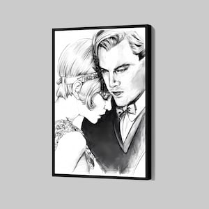 The Great Gatsby Canvas Leonardo DiCaprio Poster Zelda and Fitzgerald Wall Art Movie Framed Canvas Print Artwork Home Decor N223