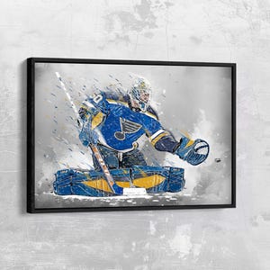 Jordan Binnington Canvas St. Louis Blues Poster Hockey Wall Art NHL Framed Canvas Print Sports Gift Artwork Home Decor N26 Birthday Gift