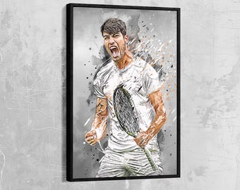 Carlos Alcaraz Canvas Tennis Poster Alcaraz Wall Art US Open Framed Canvas Print Sports Gift Artwork Home Decor N141 Birthday Gift