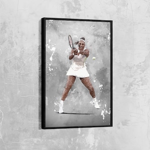 Serena Williams Canvas Tennis Poster Williams Wall Art US Open Framed Canvas Print Sports Gift Artwork Home Decor N148 Birthday Gift