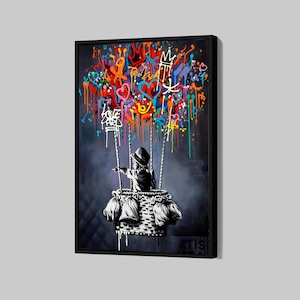 Banksy Balloon Canvas Graffiti Girl Poster Graffiti Urban Wall Art Balloon Girl Framed Canvas Print Artwork Home Decor N157 Birthday Gift