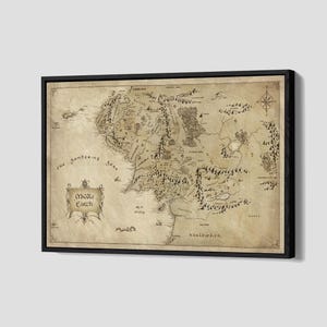 Herr Der Ring Map Canvas Mittelerde Poster LOTR Map Wand Kunst Film Gerahmte Leinwand Kunstwerk Wohnkultur N194 Geburtstagsgeschenk