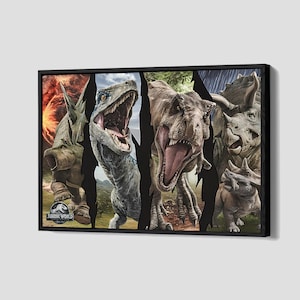 Jurassic World Canvas Jurassic Park Poster National Park Wall Art Movie Framed Canvas Print Artwork Home Decor N192 Birthday Gift