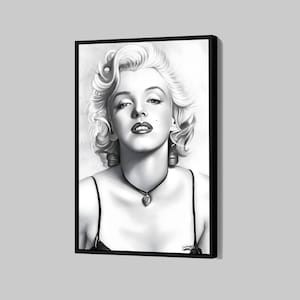 Marilyn Monroe Canvas 1950s Monroe Poster Black and White Wall Art Framed Canvas Print Artwork Home Decor N197 Birthday Gift Birthday Gift
