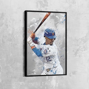 Francisco Lindor Canvas New York Mets Poster Baseball Wall Art Print MLB Framed Canvas Print Sports Gift Artwork Home Decor N4 Birthday Gift