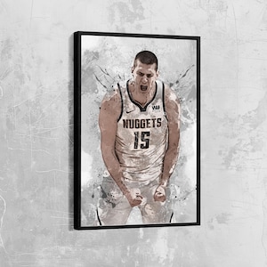 Nikola Jokic Canvas Denver Nuggets Poster Basketball Wall Art NBA Framed Canvas Print Sports Gift Artwork Home Decor N49 Birthday Gift