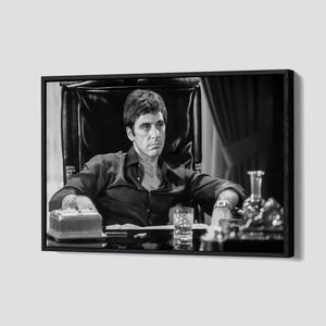 Tony Montana Canvas Scarface Poster Al Pacino Wall Art Classic Movie Framed Canvas Print Gangster Artwork Home Decor N215 Birthday Gift