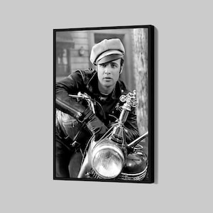 Marlon Brando Canvas Iconic Movie Star Poster Black and White Wall Art Framed Canvas Print Artwork Home Decor N198 Birthday Gift