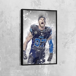 Aidan Hutchinson Canvas Detroit Lions Poster Football Wall Art NFL Framed Canvas Print Sports Gift Artwork Home Decor N62 Birthday Gift