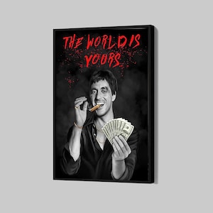 Tony Montana Canvas Scarface Poster Al Pacino Wall Art Classic Movie Framed Canvas Print Gangster Artwork Home Decor N214 Birthday Gift