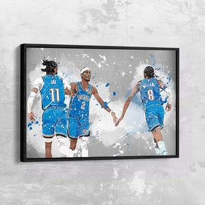 Shai Gilgeous-Alexander Canvas Oklahoma City Thunder Poster Basketball Wall Art NBA Framed Canvas Print Sports Gift Artwork Home Decor N59