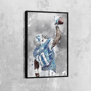 Calvin Johnson Leinwand Detroit Lions Poster Football Wandkunst NFL Leinwanddruck Sport Geschenk Kunstwerk Wohnkultur N63 Geburtstagsgeschenk