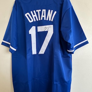 Shohei Ohtani signed Los Angeles LA Dodgers autographed blue custom baseball jersey w/COA L 00