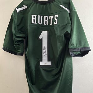 Jalen Hurts signed Philadelphia Eagles QB autographed custom green football jersey w/COA hologram - XL - 703