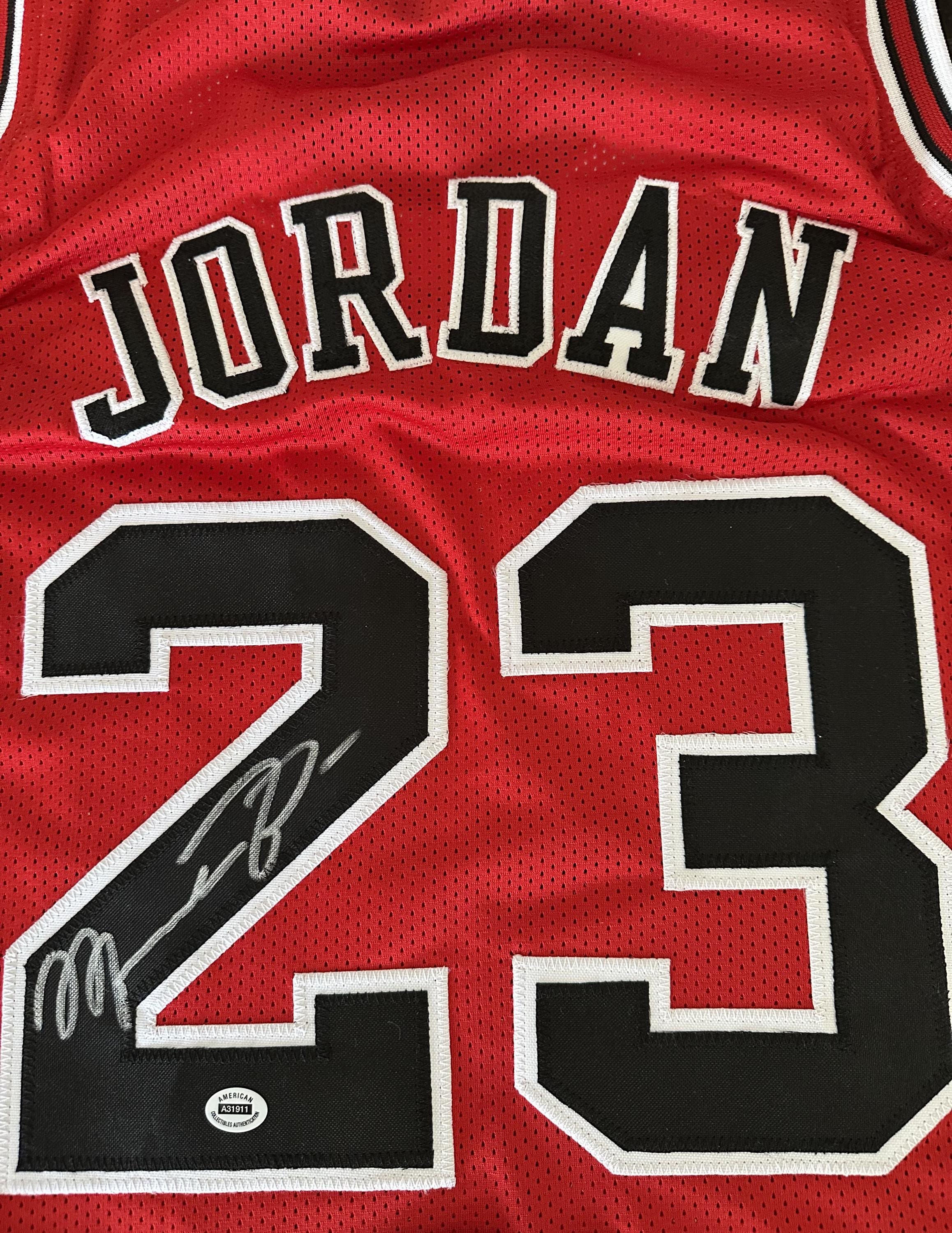 Michael Jordan (GOAT) signed Chicago Bulls custom autographed red basketball jersey w/COA - XL - 520