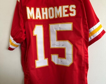 Camiseta de fútbol personalizada autografiada por Patrick Mahoes de los Kansas City Chiefs con certificado de autenticidad (XL 589)