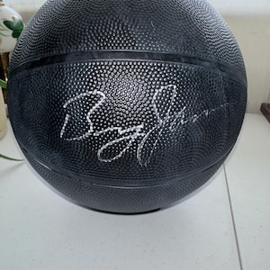 Lebron James Jr Bronny signed black autographed basketball w/display tri-leg stand & COA - 579