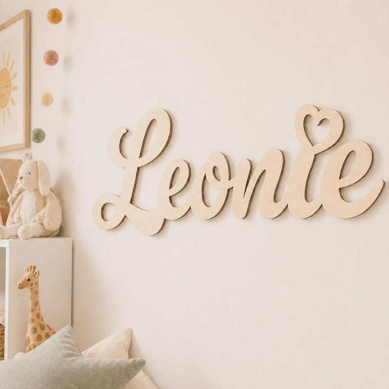Personalized wooden lettering | Personalized nameplate made of birch plywood | Children's room decor | Door sign with name | 10, 20, 30 cm wide image 10