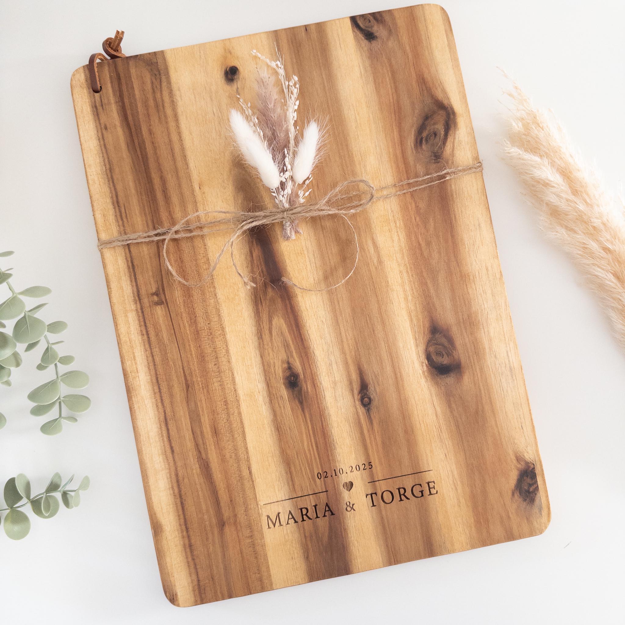 Personalisiertes Schneidebrett Aus Olivenholz - Mit Gravur & Saftrille
