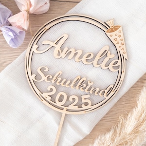 Cake Topper Einschulung | personalisiert Name | Schulkind 2025 | Tortenstecker | erster Schultag | Deko Torte | Caketopper Holz Schulanfang