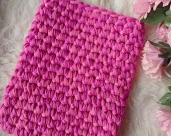 Handmade Crochet Laptop Sleeve | Candy Pink Chunky Yarn Cozy