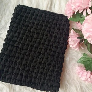 Cozy Black Crochet Laptop Sleeve for MacBook | Stylish Tech Cover | Unique Gift