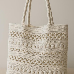 Handmade Crochet Cotton Tote Bag: Boho Market Purse