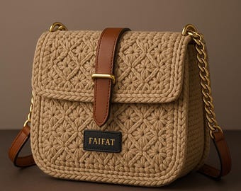 Handmade Crochet Shoulder Bag – Luxury Boho Style Purse – Colorful Yarn Crossbody – Faifat Original Design